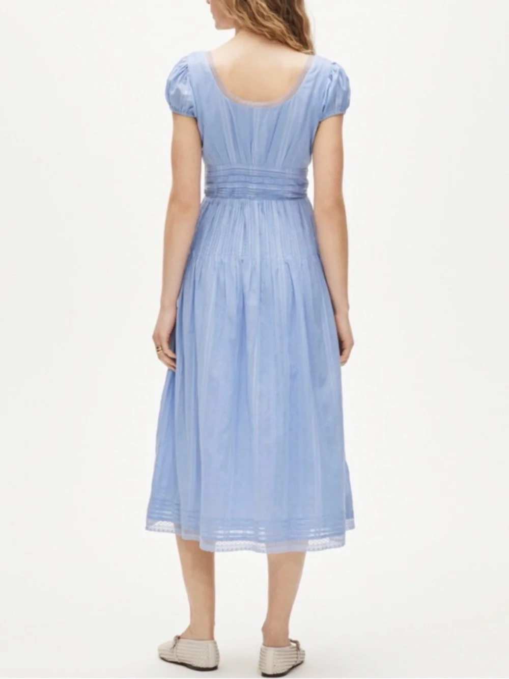J Crew Lace-trim pintuck midi dress in cotton dobby